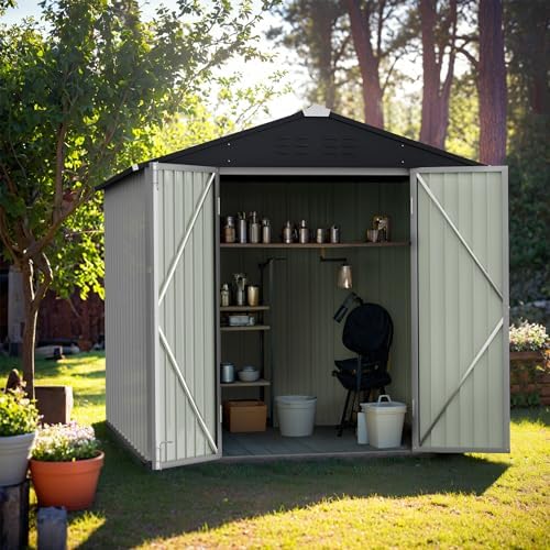 Devoko 6x4 FT Outdoor Storage Shed, White - Image 3
