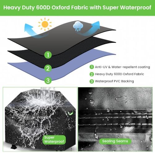 58 Inch 600D Heavy‑Duty Grill Cover for Weber Genesis II & Genesis 300 Series, Waterproof, Anti‑UV, Rip‑Proof, Fade Resistant Gas Grill Cover with Adjustable Buckle Straps - Image 4