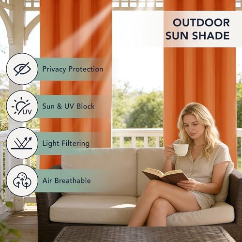 Outdoor Curtains for Patio Waterproof, 6 Drape Panels, Sun Shades - Image 3