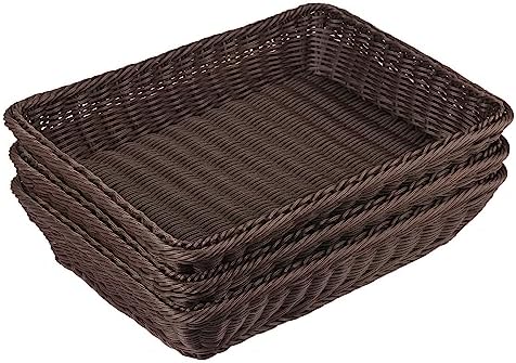 5 PCS 13.8x9.8 Inch Wicker Bread Basket, Woven Serving Basket, Tabletop Food Serving Basket for Restaurant, Bakery, Family Party, Hotel Serving, Fruits, Vegetables and Snacks, coffee - Image 4