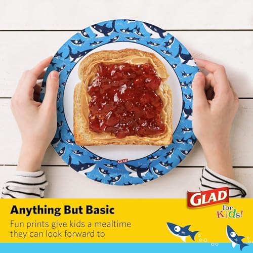 Glad for Kids Disposable Paper Plates, Sharks, 8.5 Inch, 20 Count, 3-Pack - Image 4