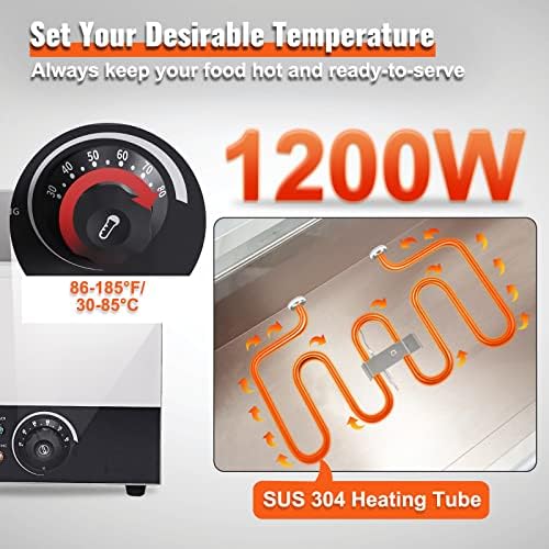 VEVOR Commercial Food Warmer 24QT Bain Marie 1200W Electric Buffet Warmer Steam Table Food Warmer Countertop Stainless Steel Food Warmer Wet or Dry Use for Parties, Catering and Restaurant - Image 4