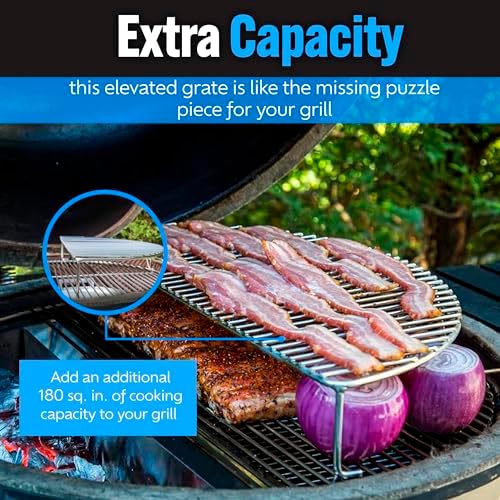SnS Grills Slow ‘N Sear Elevated Cooking Grate - Compatible with Weber and Other Grills - Heavy Duty Stainless Steel, More Grill Space for Tailgating, Camping, and Backyard Cooking - Image 5