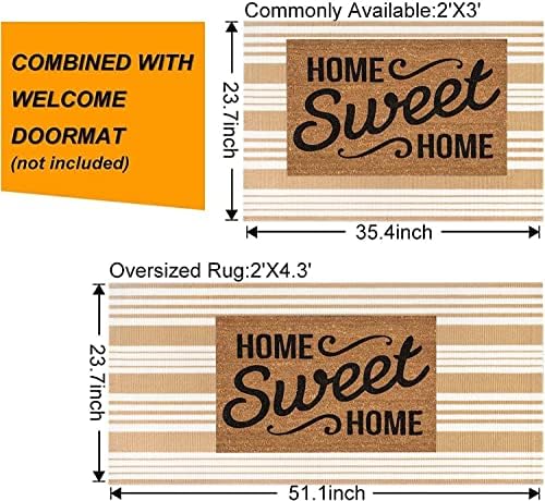 Fall Front Porch Rug 24"x51"Khaki and White Outdoor Rug Layered Doormat - Image 3
