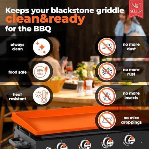 36" Upgraded Extra-Thick Silicone Griddle Mat for Blackstone 36 Inch Grill, Full-Wrap High Lip, Anti-Slip Grip-Fit, Food-Grade Protection Grill Cover to Keep Dirt/Pest Off & Help Reduce Rust - Image 3