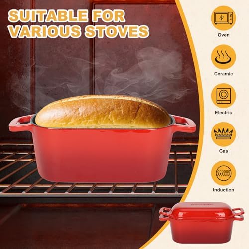 3.6QT Oval Enameled Cast Iron Dutch Oven, Sourdough Bread Baking Pan with Lid - Image 4