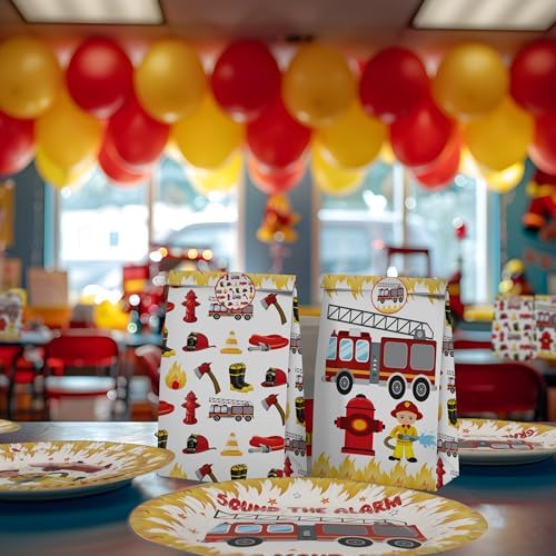 Firetruck Party Decorations - Firefighter Party Plates and Napkins for Kids, Serves 40 Guests - Image 4