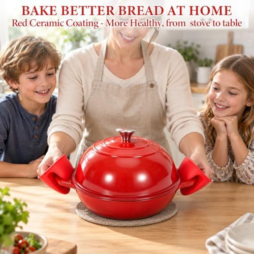 Enameled Cast Iron Dutch Oven 5.5QT with Lid - Complete Sourdough Bread Baking Kit (Banneton Basket, Dough Tools, Silicone Sling) for Artisan Bread - Image 6