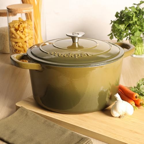 Crock-Pot Artisan 7-Quart Enameled Cast Iron Dutch Oven Pot with Lid, Round, Gradient Sage Green, Oven Safe Cookware - Image 3
