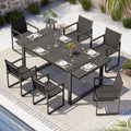 Full Grounded Outdoor Dining Set, Aluminum Patio Table and Chairs by Oasbira