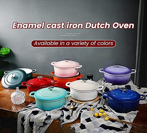 EDGING CASTING Enameled Cast Iron Dutch Oven, 5.5 Quart, Round Cast Dutch Ovens Pot with Lid Dual Handle for Bread Baking, Oven Safe up to 500°F, Orange - Image 6
