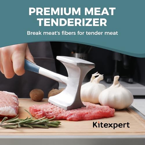 KITEXPERT Meat Tenderizer Hammer with Comfortable-Grip Handle, Dual-side Mallet for Kitchen, Heavy Duty Pounder For Tenderizing Steak, Beef and Fish, Blue - Image 2