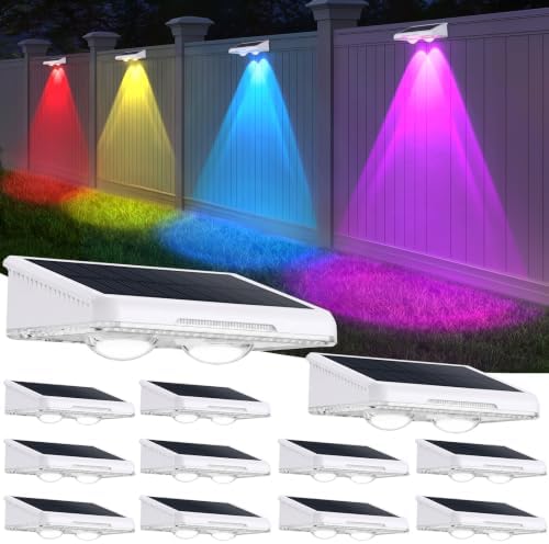 Brightever Solar Fence Lights Outdoor White 12-Pack, Color Changing by Brightever