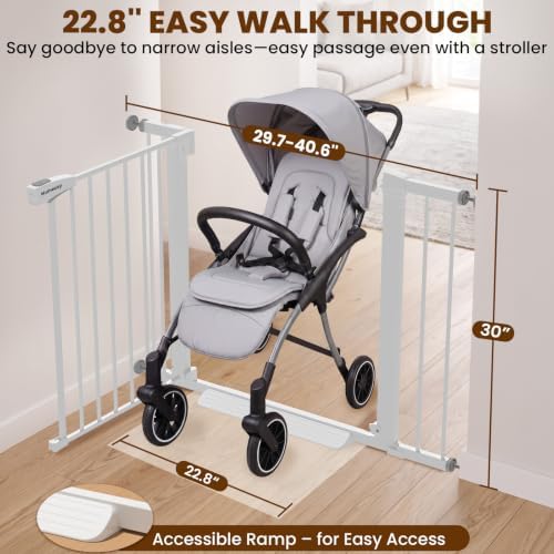 Mumeasy 29.7-40.6" Baby Gate for Stairs, Auto Close Dog Gate for Doorways - Image 2