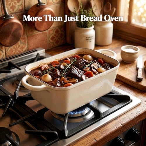 QuliMetal 5 Qt Enameled Cast Iron Bread Pan with Lid for Sourdoug - Image 7