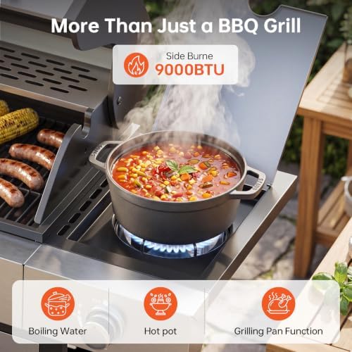 LazySunsets 4-Burner Propane Grill 49,000 BTU Stainless Steel,Silver - Image 4