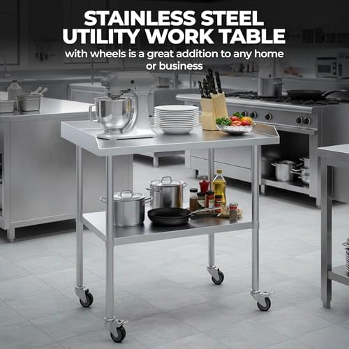 Stainless Steel Rolling Equipment Stand with Wheels (24 x 12) - Image 5