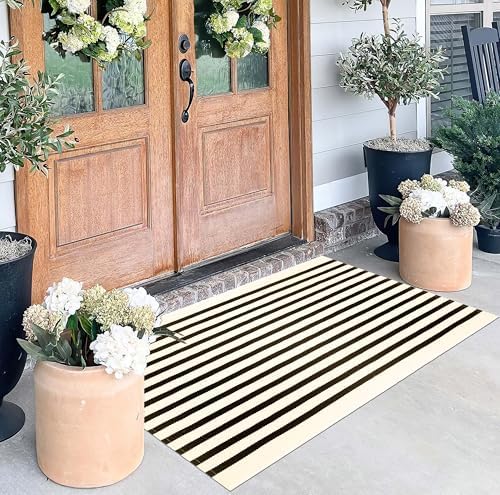 Fall Layered Doormat 2.3'x3.6',Striped Door Mat Outdoor Porch Decor by BUAGETUP