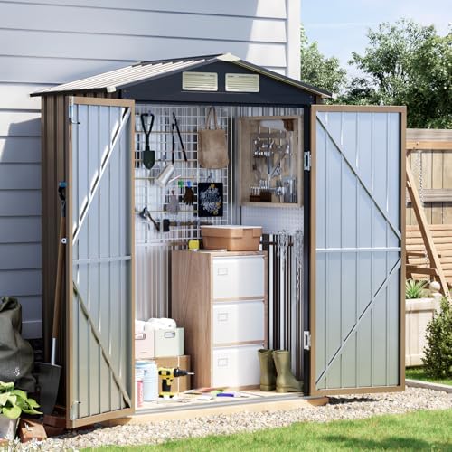 5 x 3 FT Metal Storage Shed for Backyard, Brown by Unknown