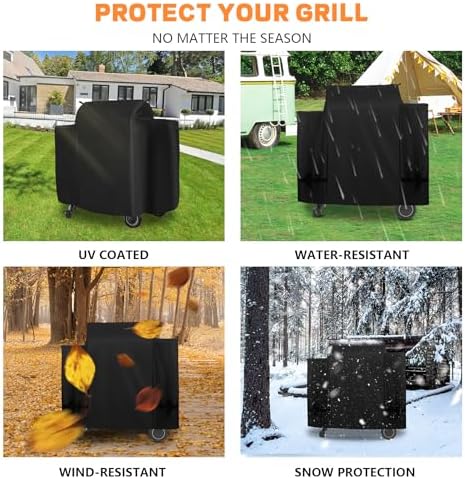 Outdoor 600D Heavy Duty Grill Cover for Traeger Ironwood 650 Series, Full-Length Grill Cover Grill Accessory Waterproof Pellet Cover Compatible with Traeger Ironwood 650 Accessories BAC505,Black - Image 5