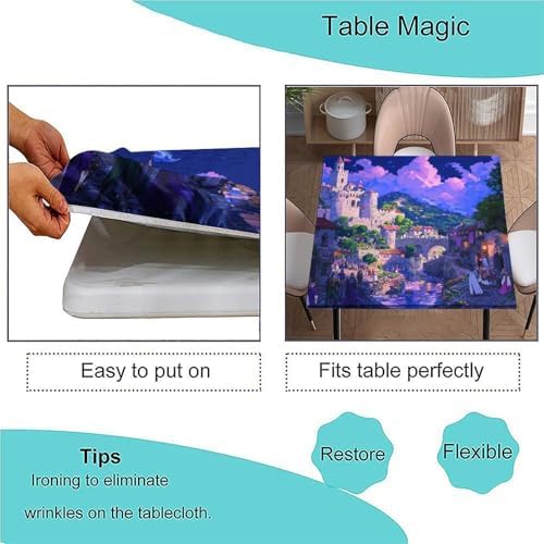 Tablecloth Square, Medieval Fantasy Pattern Printed on Polyester Square Patio Table Cover, Ideal for Buffet Catering Community, Fit for 54" x 54" Square Tables - Image 3