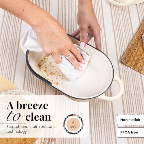 Dutch Oven For Sourdough Bread Baking – Enamelled Cast Iron Bread Loaf Pot – Oven Safe Non Stick Bread Pot – Rectangular, Cream, 24cm x 16cm – by Nuovva - Image 5