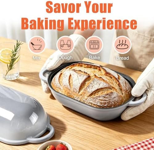 2.5 QT Enameled Cast Iron Sourdough Bread Oven, Loaf Pan with Lid - Image 6