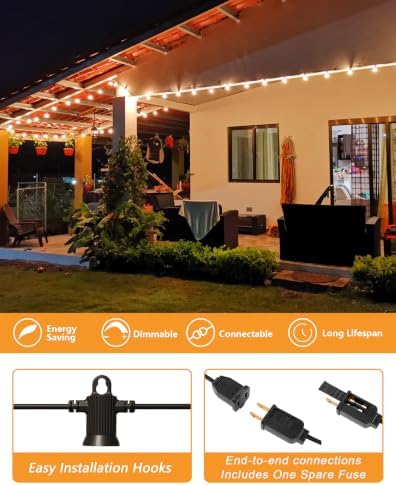 Zuske Outdoor String Lights, 200FT G40 LED IP65 Waterproof Patio Lights - Image 4