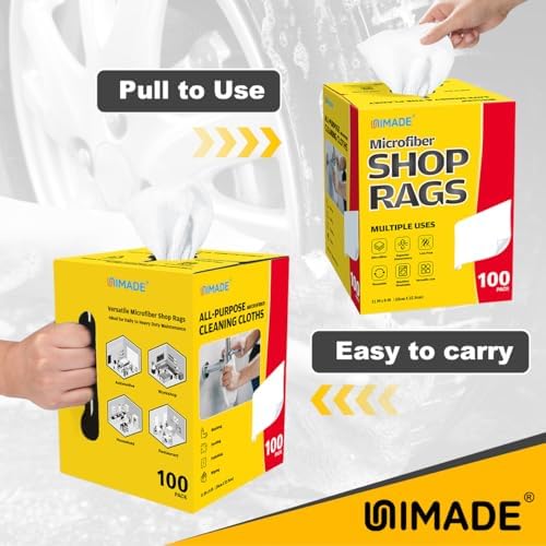 UNIMADE Shop Rags, 4 Boxes - 400 Sheets Microfiber Cleaning Cloth - Image 6