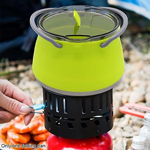 Folding Saucepan, Camp Cookware Hiking Silicone Folding Saucepan Water Kettle With Lid Cookware Travel Camping Pot(Red) - Image 4