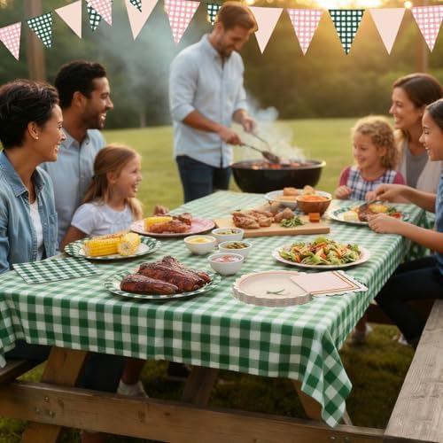 102 PCS Camp Bachelorette Decorations - Scalloped Gingham Plates, Napkins, Banner, Gingham Tablecloths for Baby Shower, Wedding, Birthday, Serves 25 - Image 4
