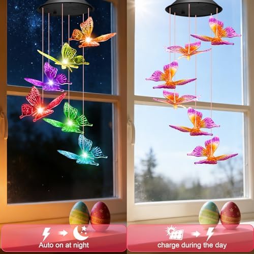 Winzwon Solar Wind Chimes, Christmas Gardening Butterfly Gifts for Women - Image 6
