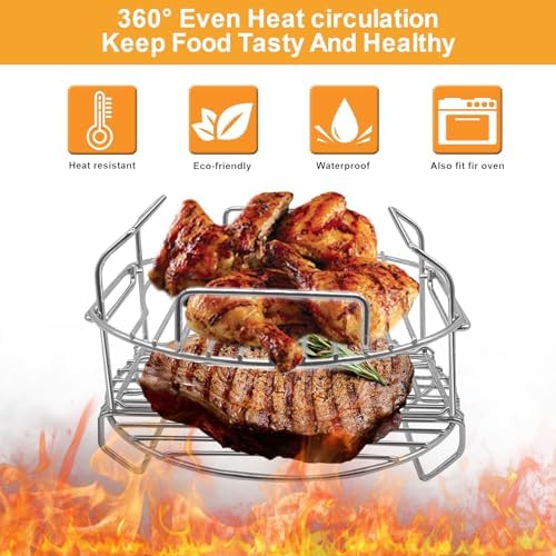 Air Fryer Wire Rack for Ninja Foodi FD401 12 IN 1 OS401 10 IN 1 8 Quart Pressure Cooker, Stainless Steel Air Fryer Replacement Parts Baking Rack Accessories, Dishwasher Safe - Image 6