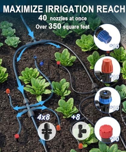 50FT Main Tube 1/2" Drip Irrigation System Kit with 55 Adjustable Nozzles - Image 2