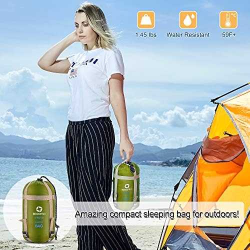ECOOPRO Warm Weather Sleeping Bag - Portable, Waterproof, Compact Lightweight, Comfort with Compression Sack - Great for Outdoor Camping, Backpacking & Hiking-83 L x 30" W Fits Adults - Image 6
