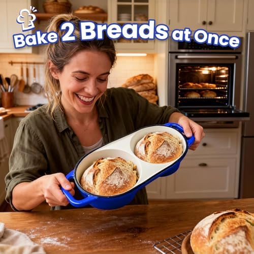 YONILL Mini Double Dutch Oven with Lid for Sourdough Bread Baking (Blue) - Image 2