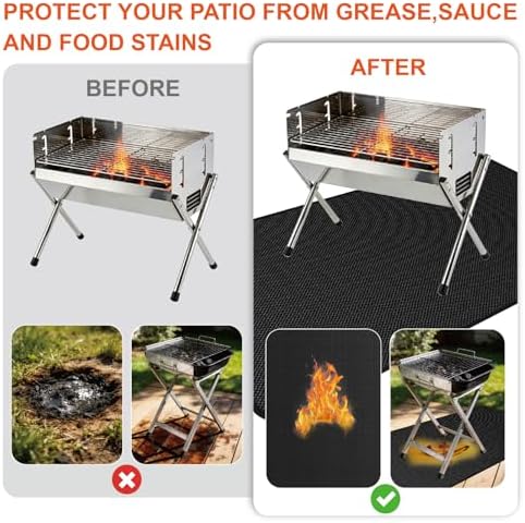 76" x 52" Large Under Grill Mats for Outdoor Grill, Double-Sided Fireproof for Deck & Patio, Waterproof Oil-Proof Non-Slip Rubber Mat for BBQ, Fire Pit – Heavy Duty Grill Accessories - Image 6
