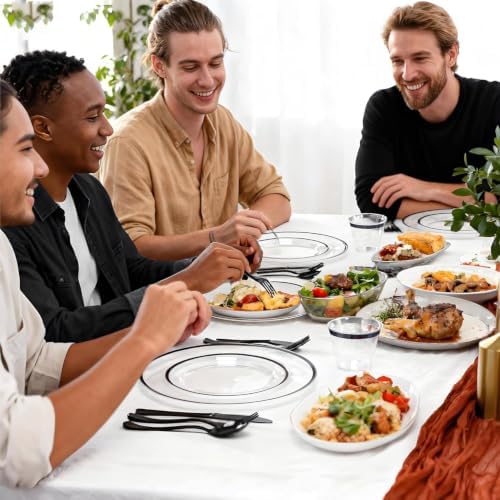 N9R 600PCS Clear Black Plastic Plates, Disposable Dinnerware Set for Party - Image 6