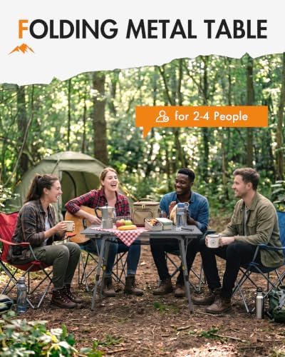 Portal Outdoor Folding Portable Picnic Camping Table with Adjustable Height Aluminum Roll Up Table Top Mesh Layer, Dark Gray - Image 6