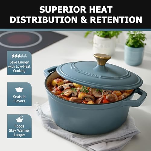 MUELLER HOME 6 Quart Enameled Cast Iron Pot Dutch Oven, Heavy-Duty - Image 4