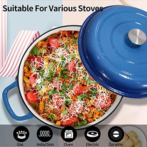 3.8 Quart Enameled Cast Iron Braiser Pan with Lid, Dual Handles Skillet - Image 4