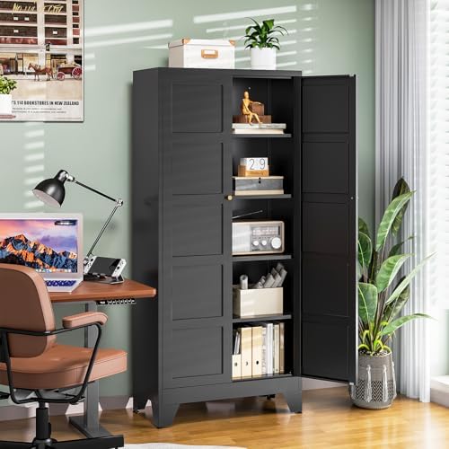 Letaya 71" H Metal Storage Cabinet with 2 Doors and 4 Shelves,Tall Kitchen Pantry Cabinets,Utility Pantry Organizers for Cupboard/Dining/Bathroom/Home Office/Garage (Black, 71" H x 16" D x 32" W) - Image 5