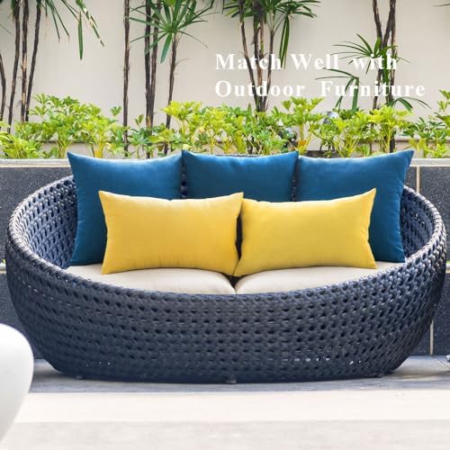 MIULEE Decorative Outdoor Pillow Covers Lumbar Waterproof 12x20 Blue - Image 6