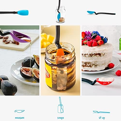 Dreamfarm Mini Supoon Non-Stick Sit-Up Silicone Scraping Cooking Spoon, Jar Scraper Measures 5ml Tsp - 8" Dreamfarm Blue - Image 3