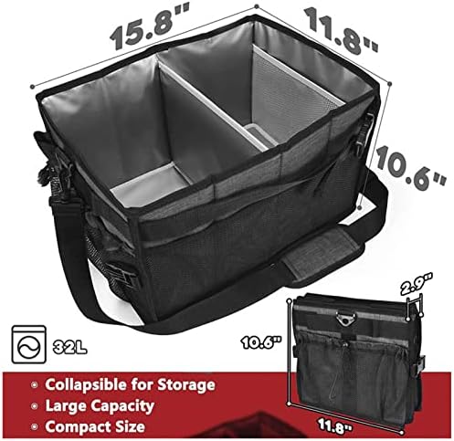 Large Capacity BBQ Tools Carry Bag, Grill Caddy with Paper Towel Holder, BBQ Grill Accessories Organizer Bag Barbecue Foods Storage Bag for Outdoor Picnic, Camper, Travel, Car, RV (Black) - Image 2