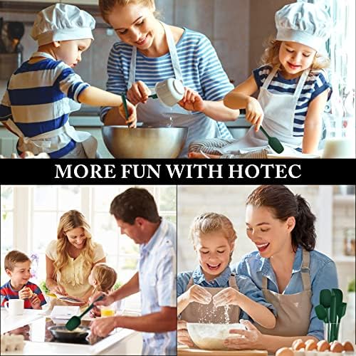 HOTEC BPA-Free Silicone Rubber Spatula Set, Dark Green, Set of 5 - Image 7