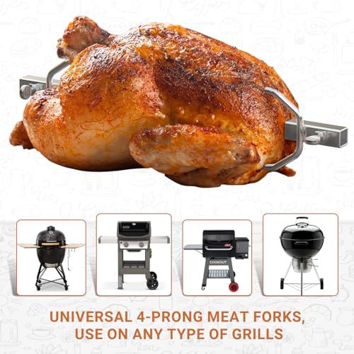 Onlyfire 6104 Chromed Heavy Duty BBQ Rotisserie Meat Fork (1 Pair), Only Fits 5/16" Square Rotisserie Spit Rods (Pack of 2) - Image 4