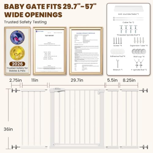 Mumeasy 29.7-57" Extra Wide Baby Gate,Dog Gate Indoor for Doorways & Stairs - Image 2
