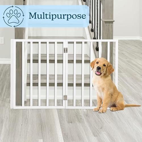 PETMAKER Pet Gate, 3 Panel Freestanding Dog Gate Indoor, White, 54” x 24” - Image 6