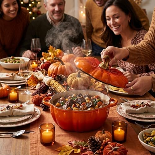 QuliMetal Pumpkin Dutch Oven Set of 2, 4QT and 2QT Pumpkin Pots for Cooking - Image 3